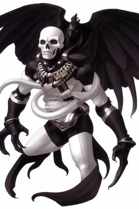 A full body white skull with black hone view on camera, detailed_face,a poster, 1980s_\(style\),retro,Art by kazuma_kaneko