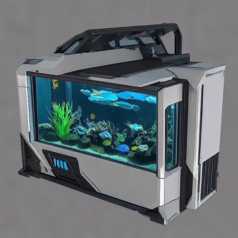 hardsurface render, ((aquarium)),  sci-fi prop render, 4k resolution, game concept art