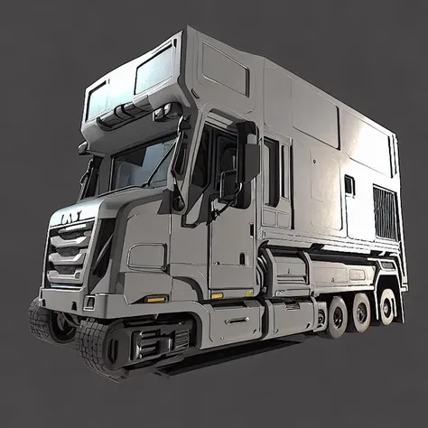 a clean render of a sci-fi truck vechichle, hardsurface concept art, space engineers