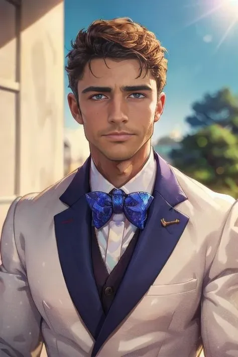 Disney, animation, expressive eyes, perfect face, 
1man, handsome man, looks like Nick Topel, nicktopelkm, formal clothes, determined expression, smirk, POV, from above, 
close up shot, detailed background, cozy bedroom, depth of field, daytime, sunshine, 
 <lora:NickTopelKM:0.8>, <lora:hand_on_anothers_head_v0.1:1>