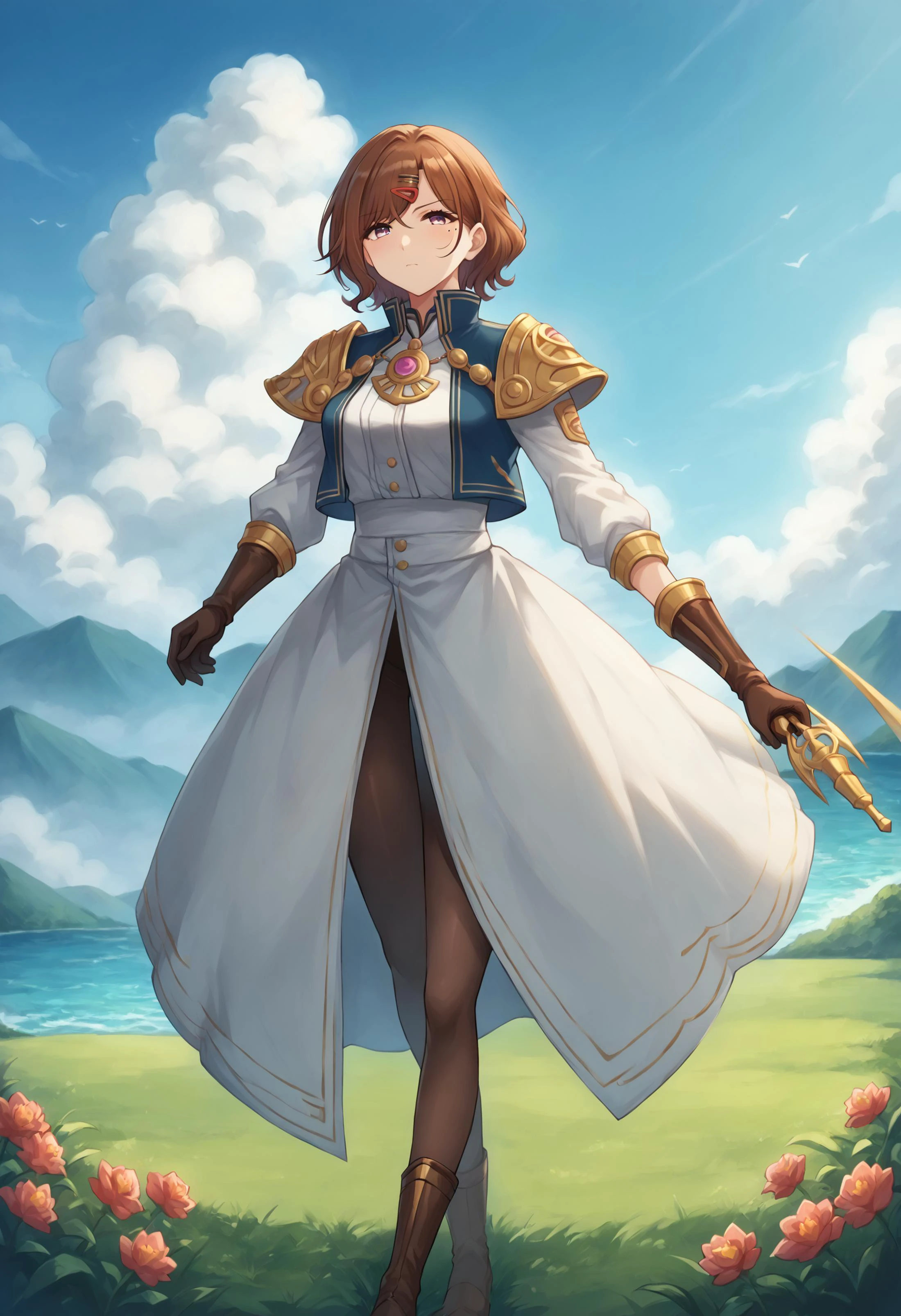 score_9, score_8_up,score_7_up,very aesthetically pleasing,4k,masterpiece,
BREAK,1girl,higuchi_madoka,short hair, brown hair, swept bangs, mole under eye, purple eyes, black or brown pantyhose, hairclip,
BREAK,Landscape,Blooming wildflowers carpet the meadows in a riot of color,The Waverly Hills Sanatorium USA,Arménie,The Stone Symphony,anime artwork anime style key visual vibrant studio anime highly detailed,style by Joshua Reynolds,style by Eric Canete,extremely beautiful professional trending on artstation hyperdetailed <lora:higuchi_madoka_pony:1> <lora:Smooth Anime Style LoRA XL:0.7> <lora:detailed_notrigger:1>