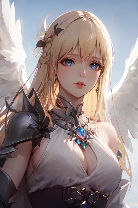 masterpiece, best quality, realistic,
1girl, angel, Nineveh, blonde, upper body, sky background, close up,high-contrast lighting, <lora:Nineveh_v2:0.7>