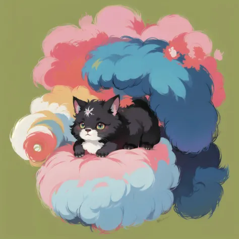 fluffy animal, simple background, vivid colors, cute, best quality