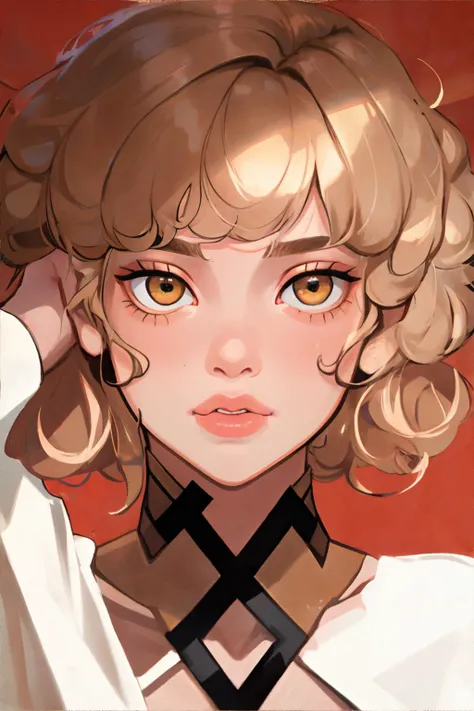 <lora:flatartstyle:1.00>, 1girl, dirty blonde curly haircut, light brown eyes || <lora:flatartstyle:0.2>