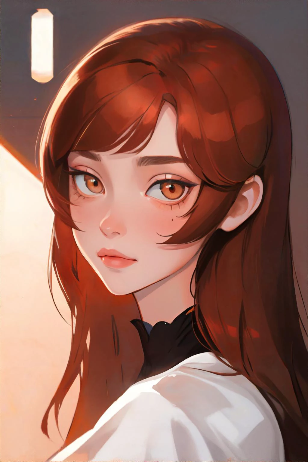 <lora:flatartstyle:1.00>, 1girl, light auburn hime cut, chestnut eyes || <lora:flatartstyle:0.2>