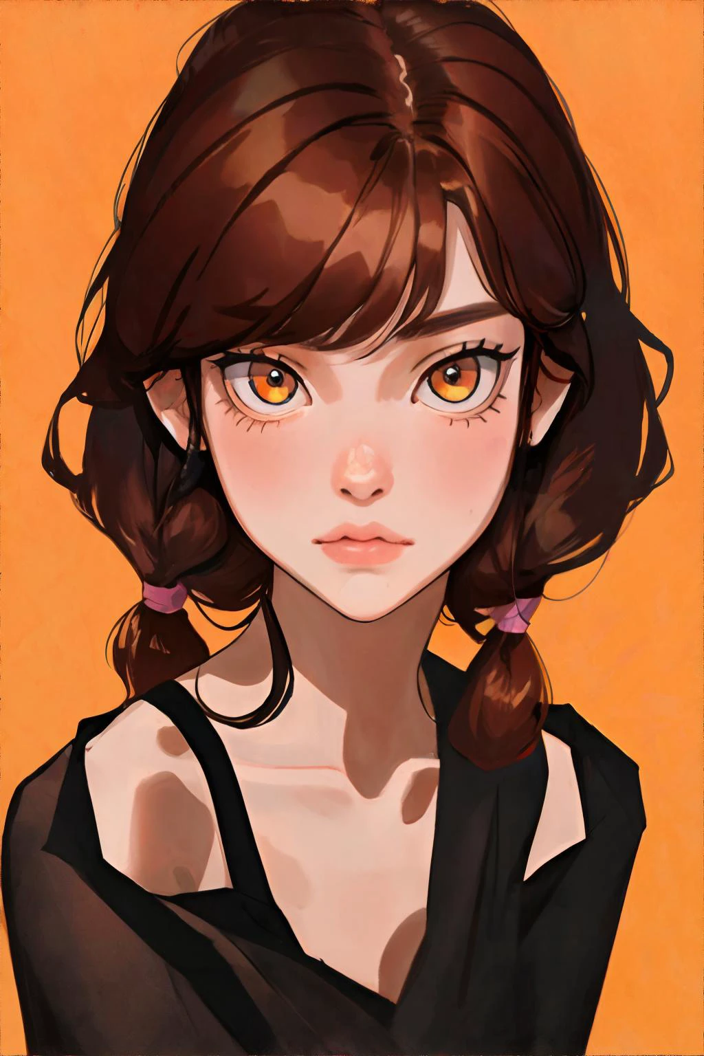 <lora:flatartstyle:1.00>, 1girl, dark brown pigtails, chestnut eyes || <lora:flatartstyle:0.2>