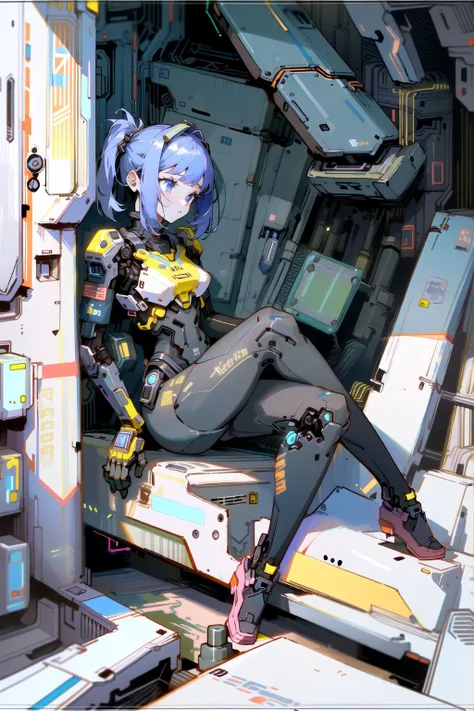 <lora:Cyberpop:1>, girl, A girl sitting, Cyberpop