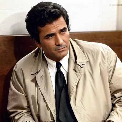 a man sitting in a cafe drinking a tea, <lora:ColumboLora:0.7> 1man, realistic, black hair, necktie, collared shirt, white shirt, closed mouth, formal, facial hair, jacket, cigarette, black necktie, holding, 4k, high quality, ultra realistic, sharpen image, full body, Highly detailed