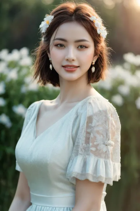 girlcuchoami, 1girl, smile, blurry background, brown eyes, brown hair, earrings, flower, hair flower, hair ornament, jewelry, lips, makeup, skirt, solo, a stunning photo with beautiful saturation, ultra high res,(realistic:1.4)),deep shadow,(best quality, masterpiece), pale skin, dimly lit, shade, flustered, blush, highly detailed, ((upper body:0.8)), skinny, BREAK depth of field, film grain, wrinkled skin, looking at viewer, knee, warm smile, (masterpiece,best quality:1.5) masterpiece,ultra realistic,32k,extremely detailed CG unity 8k wallpaper, best quality,
<lora:girlcuchoami_SDLife_Chiasedamme_v1.0:0.68> <lora:more_details:0.25> <lora:add_detail:0.25> <lora:girl_SDLife_Chiasedamme_v1.6:0.25>