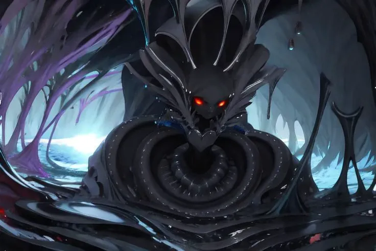 complex, dramatic lighting, rim lighting, ((8k uhd)), ((masterpiece)), ((best quality)), ((high quality)), ((absurdres)), ((ultra-detailed)) ((Masterpiece)), ((black slime skin)), (((black slime cavern))), ((black slime ocean)), white raytracing, (((black walls)), perfect eyes, ((Slime walls)), (((Stars))), (((viscous slime))), (((Slime catalyst))), crystals, gems, flowing, (((red river))), (red waves), (((Sunbeams))), dark magician girl