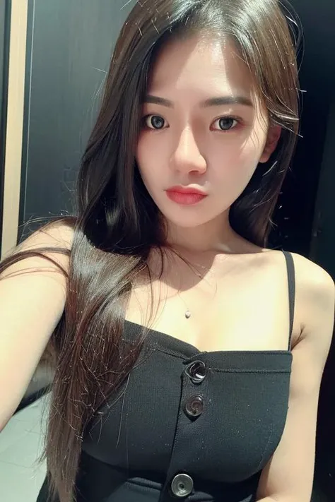 (8k, RAW photo, best quality, masterpiece:1.2), (realistic, photo-realistic:1.2), ,   ((pureerosface_v1:0.2)),1girl, berliana,  <lora:berlianalovel:0.85>,  (upper body:1.6), (medium breast:1.4), brown_eyes, black hair, closed_mouth, lips, long_hair, looking_at_viewer, realistic, solo , <lora:Taiwan-doll-likeness:0.1>,