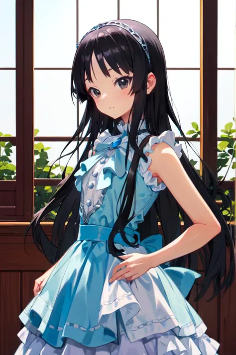 <lora:little_my_cinderella-v1:0.85> littlemycinderella, <lora:akiyama_mio:0.8> aamio,black eyes,long hair,hime cut,blunt bangs,, ultra detailed, masterpiece, best quality, aesthetic, detailed,