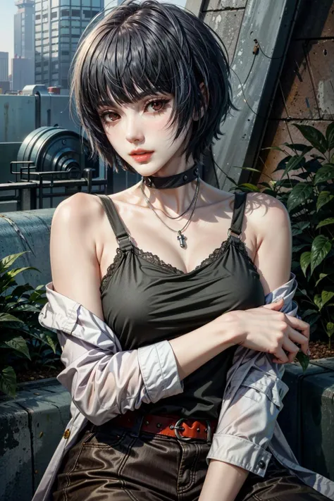 (masterpiece, best quality:1.3)
<lora:epi_noiseoffset2:1> <lora:add_detail:0.7> <lora:Persona5TaeTakemi:0.8>
Persona5TaeTakemi, 1girl, solo, looking at viewer, short hair, rooftop garden, twilight, ambient and tranquil with a mix of artificial and natural light