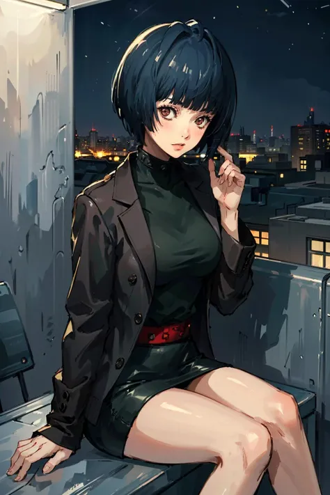 ((masterpiece, best quality))
<lora:Persona5TaeTakemi:0.8>
Persona5TaeTakemi, 1girl, solo, short hair, black hair, brown eyes, Overlooking the city from a rooftop bar at night, chic outfit, sitting