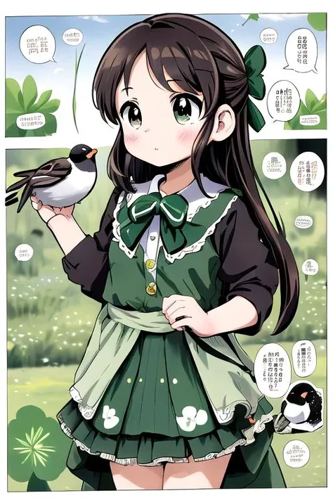 masterpiece, best quality,ultra detail, <lora:anmnr01:0.3> <lora:add_detail:0.4>,<lora:GoodHands-vanilla:0.7>, <lora:arisu-outfits-v1.6:0.7>1girl,animal,arisu,(birds) <lora:Clover Landscape:0.7>clover field,clover,(comic , border<lora:Icy Cold Comics:0.9>comic_panel_layout, koma,manga),speech bubble,