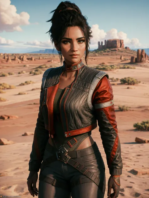 talojipanam with jacket standing in a badland like area, wallpaper, intricate, intricately detailed face and eyes, sharp focus, rtx, realistic body proportions, professionally color graded, professional photography, well drawn, masterpiece, ultra detailed, high quality, best quality, 4k, 8k, raw, hdr <lora:talojipanam:0.48>