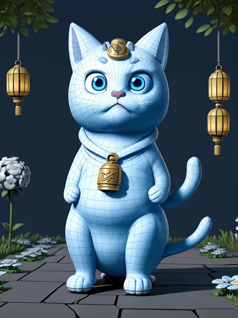 (no humans,:1.2)(best quality), maneki-neko, cat, solo, neck bell,blue eyes, flower,lantern, sitting, full body, ^_^,outdoors,night,garden background, game scene mood map,Unreal Engine, cartoon rendering
wireframe, <lora:topo_v3_t2i:0.6>, monochrome, close-up,