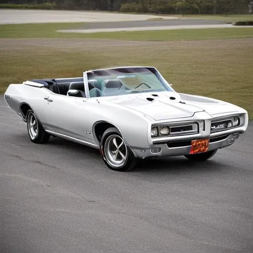 ((best quality)),  <lora:Pontiac_69_GTO:1> White GTO convertible