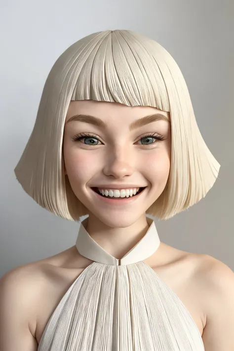 origami style, paper art, pleated paper, folded, origami art, pleats, cut and fold, centered composition <lora:JadeLloyd_v1:0.9> JadeLloyd with platinum blonde hair and a big goofy grin, focus on eyes, close up on face, laughing, hair styled curly bangs hair