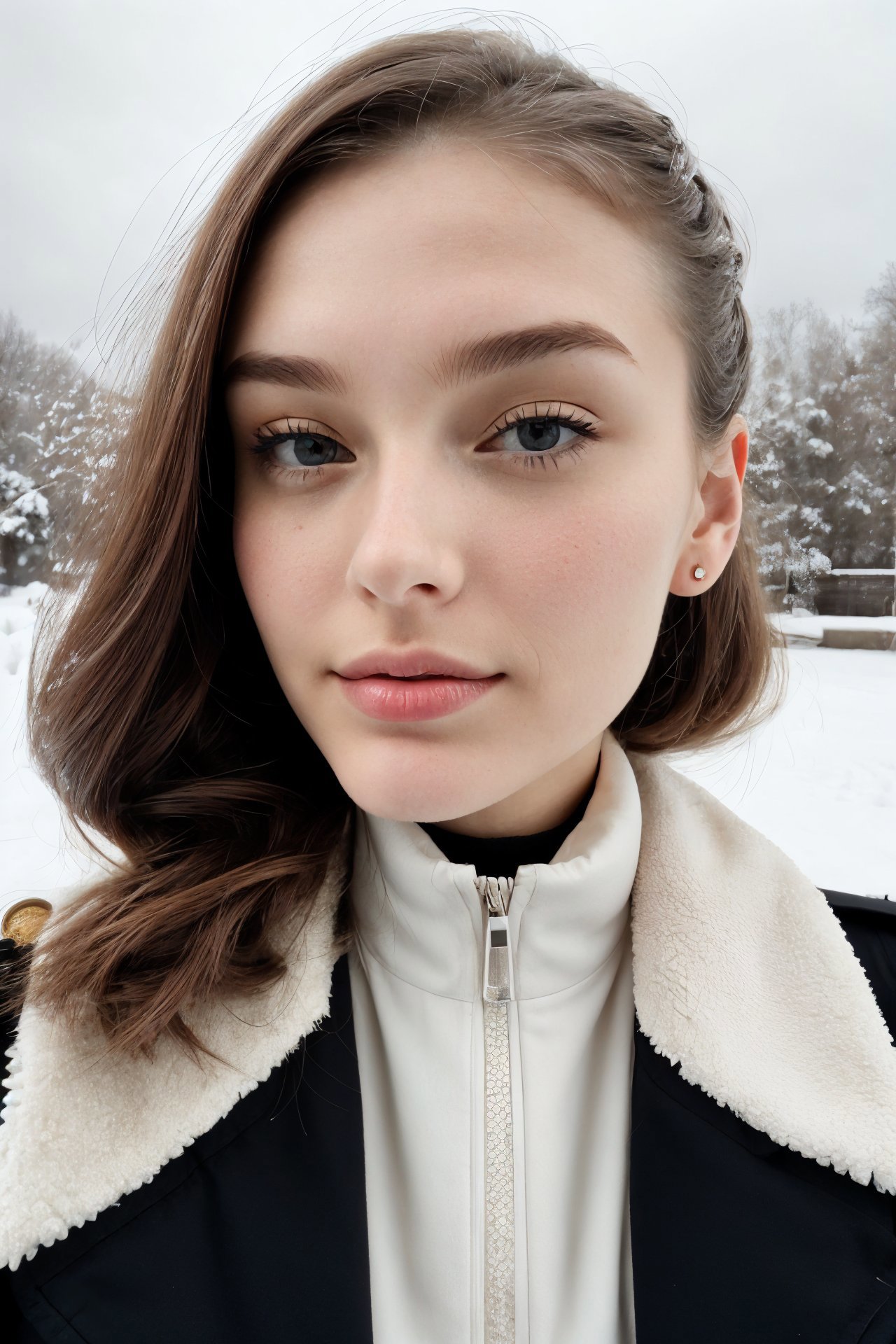 A woman with long hair and a black jacket posing for a picture - SeaArt AI