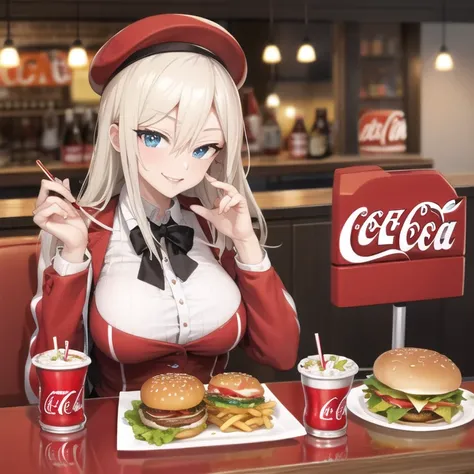 Hamburger, coca-cola, French fries