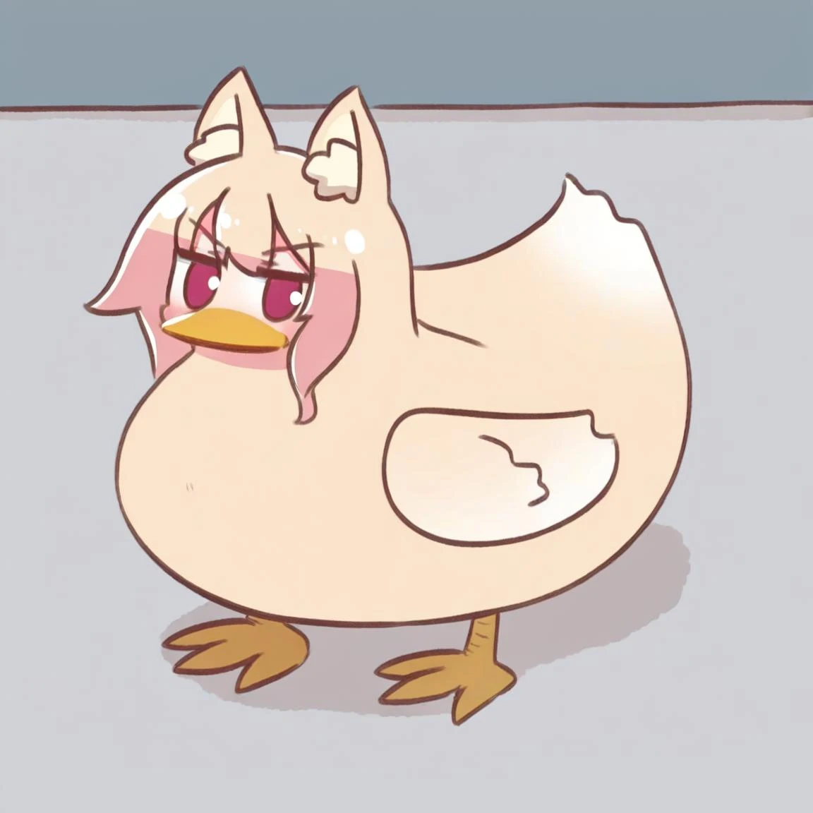 bird girl, furry bird, plump and big ass, horrible thighs, thick body, blush, shy smile, big and employed breasts, naked