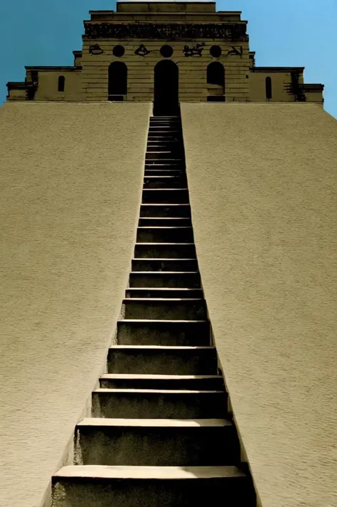 a person on a ramp going up a building , outdoors, sky, day, no humans, building, scenery