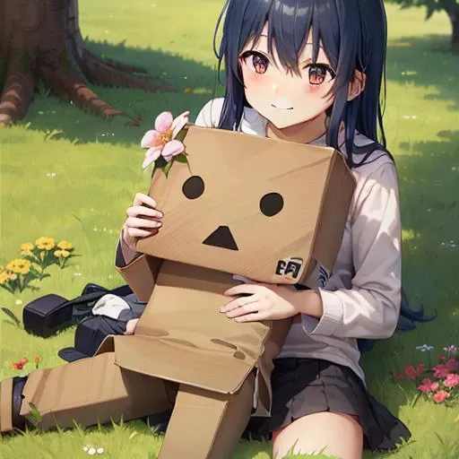 danboo and girl, on grass, flower
danboo, reclining,amazon <lora:danboo-V:0.8>
1girl, blue hair, smile