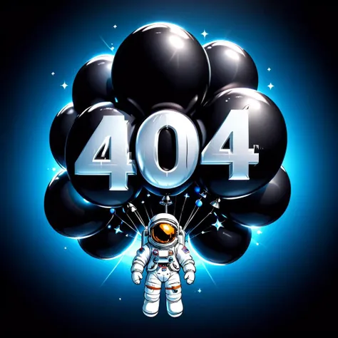 "404" text logo on balloonz lifting an 3d astronaut, space, epic , rts . 35mm photograph, film, bokeh, professional, 4k, highly detailed <lora:404ra_v4.0.4:1> <lora:balloonz-sdxl:0.2>