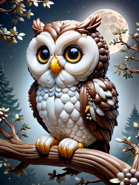 A wise old ais-crayz owl perched on a tree branch, its luminous eyes reflecting the starry night sky <lora:Kids_Crayon_Style_SDXL:1>