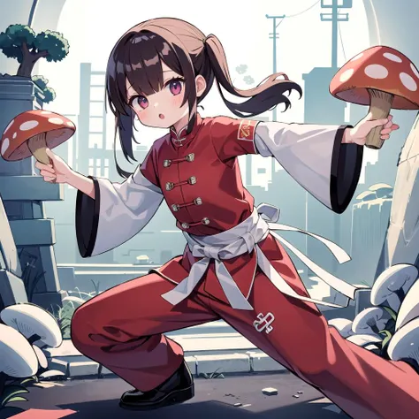 (high resolution:1.2), (incredibly absurdres:1.3),incredibly fine illustration BREAK 1girl, solo,mushroom,(kung fu:1.2),