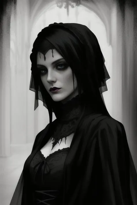 style-gothic-horror, a woman,