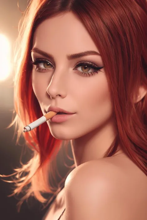 smoking cigsmoker yulia<lora:cigsmoker_Woman:0.7> big lips