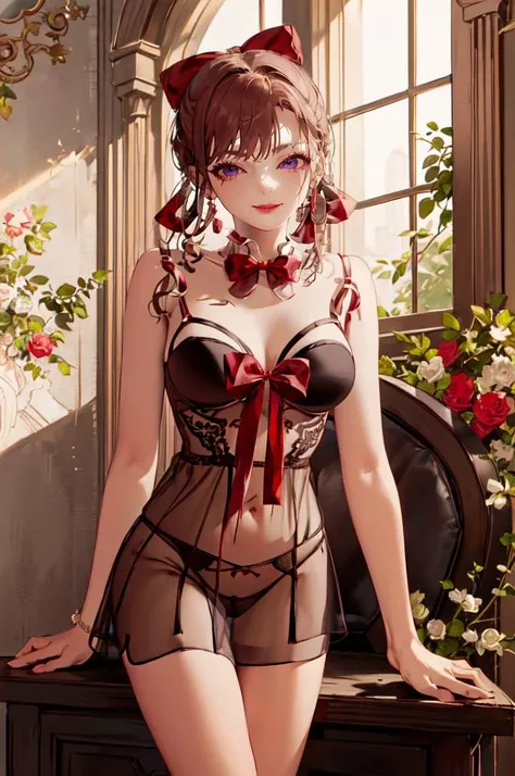 ((一人のWoman in underwearはセクシーに歩いている:1.5)), Beautiful Anime Women, Beautiful art style, Anime characters, ((Smooth texture, Realistic texture, Anime CG Style)), ((Highest quality)), (Very detailed), (Very detailed CG 統合 8k 壁紙), Very detailed, High-resolution RAW color photos, Professional photography, (Brown Hair, Stylish hairstyle:1.1), Great face and eyes, Beautiful and big breasts, Slender body, (Stunningly beautiful woman), (Detailed face:1.2), (Office corridor, There is a window in the hallway:1.4), (Many men in suits are walking in the background:1.5), ((Bow tie around neck:1.3), (Black high heels:1.1), (Sexy and cute burgundy red underwear:1.3), (Stylish shiny burgundy red satin panties, Side-tie panties, Panties with a plain Bordeaux red center and lace decoration on the sides:1.3), (Thin panties:1.3), (Bordeaux Red Micro Lace Satin Bra, Bordeaux red lace-trimmed bra, Thin bra:1.3), (lace garter belt, Garter Strings, Knee socks:1.3):1.3), (naked, Woman in underwear, 女性はブラとパンティとKnee socksとガーターベルトだけを着用:1.6), Exact number of arms, Exact number of legs, Perfect Anatomy, (Embarrassed expression, Surprised expression), Angle from the front, Exact finger count、Exact number of legs、(Exact number of arms:1.0, Exact number of hands:1.0), (Perfect hands, Perfect Anatomy)