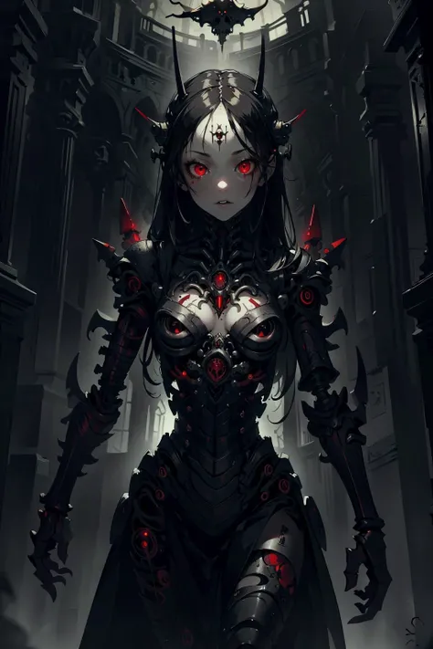 (masterpiece:1.4), (intricate:1.2), (detailed:1.2), (ornate:1.2), (vibrant colors:1.2), BREAK,
(gothic:1.1), (eerie:1.1), (biopunk:1.0), BREAK,
(cyborg:1.2), (biomechanical:1.2), (pale skin:1.0), (red eyes:1.0), (gothicpunkai:1.0), <lora:GothicPunkAI:0.8>