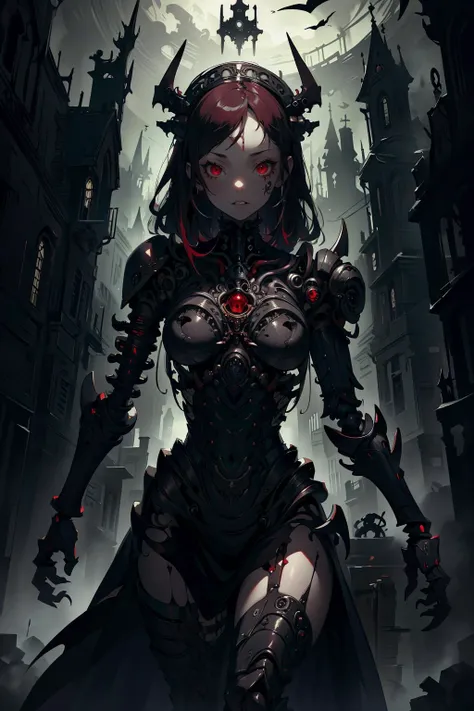 (masterpiece:1.4), (intricate:1.2), (detailed:1.2), (ornate:1.2), (vibrant colors:1.2), BREAK,
(gothic:1.1), (eerie:1.1), (biopunk:1.0), BREAK,
(solo:1.2), (cyborg:1.2), (biomechanical:1.2), (pale skin:1.0), (red eyes:1.0), (gothicpunkai:1.0), <lora:GothicPunkAI:0.8>