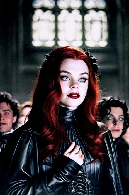 dvd screengrab of a live action 80sdarkfantasysd15b film starring (caoimhelastnamesd15. a welsh woman with red hair), BREAK looking down on you, solo, half shot, dynamic pose, detailed background, (<lora:GothicPunkAI:0.5>, gothicpunkai, gothic theme:1.1) evil smile, hovering in the air, sovereign of the night, tyrant, evil to the core, eye shadow, dusk, wearing hooded black vestments of the night, big leather thigh-high boots, cursed amulet, shadow realm, , dark lightning, decadence, evil energy emanating, chains, consuming darkness, BREAK <lora:neg4all_bdsqlsz_V3.5:1><lora:detailed_eye:0.5> <lora:Mild detail adjusterV10_4:1> dominating the viewer, smile512