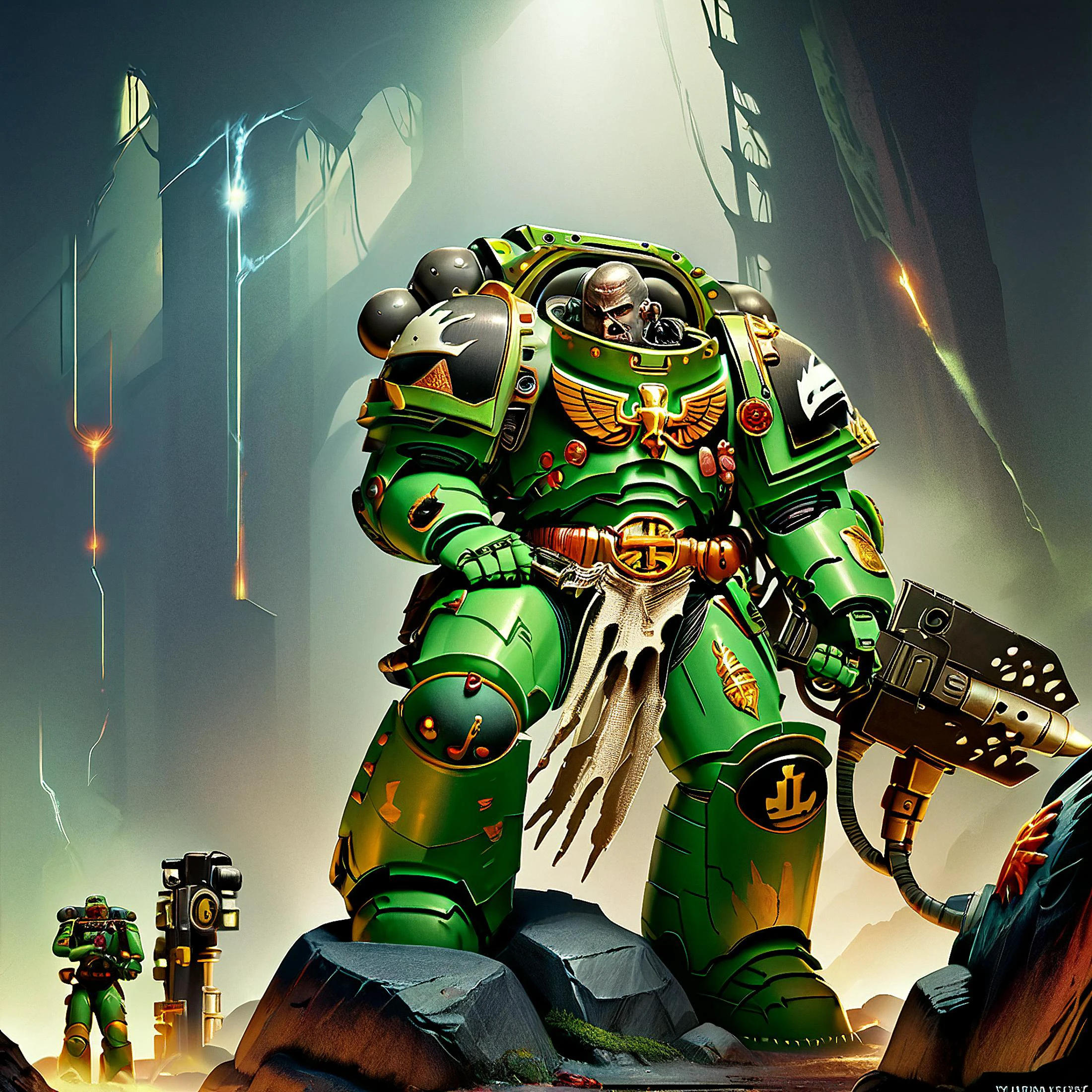 score_9, score_8_up, score_7_up, score_6_up, BREAK, a warrior in power armor, slmndr, space marine, armor, weapon, science fiction
