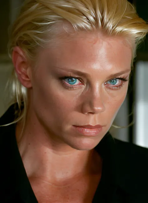 portrait of Peta Wilson wearing a black shirt, epic (photo, studio lighting, hard light, sony a7, 50 mm, matte skin, pores, colors, hyperdetailed, hyperrealistic), <lyco:Peta Wilson:1.0>
