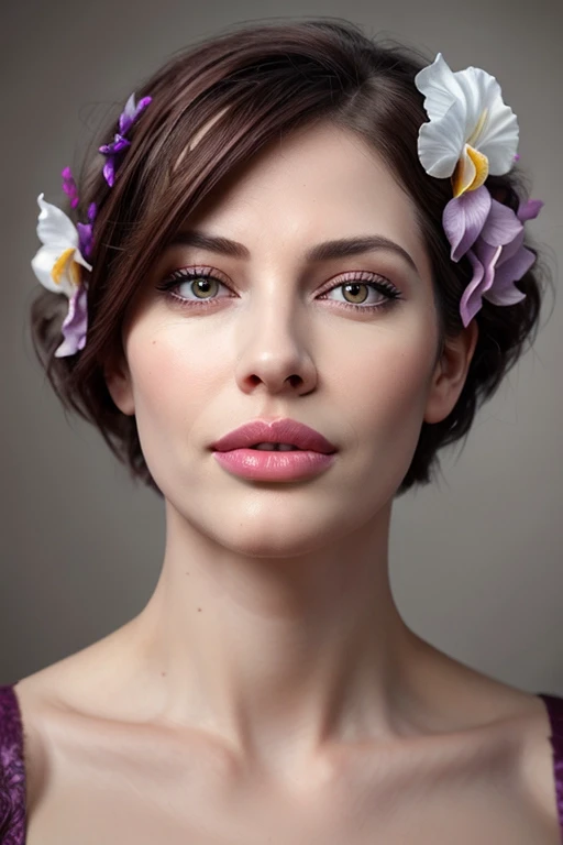 ((best quality)), ((masterpiece)), (detailed),nsfw, photorealistic, ultra high res, intricate, hyperdetailed, (skindentation), cute, feminine, detailed body , (detailed face:1.1), (outlined iris), (hidrocor lenses), (perfect eyes), 4k, beautiful,
large lips:1.3 (parted lips:1.3) and (lips filler:1.3) and (silicon lips:1.3), (thick lips:1.3), large breasts:1.3, she has burgundy and purple colored short length with a gamine haircut and braided hair hair style, art by Ellen Jewett and trending deviantart,