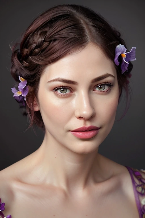 ((best quality)), ((masterpiece)), (detailed),nsfw, photorealistic, ultra high res, intricate, hyperdetailed, (skindentation), cute, feminine, detailed body , (detailed face:1.1), (outlined iris), (hidrocor lenses), (perfect eyes), 4k, beautiful,
large lips:1.3 (parted lips:1.3) and (lips filler:1.3) and (silicon lips:1.3), (thick lips:1.3), large breasts:1.3, she has burgundy and purple colored short length with a gamine haircut and braided hair hair style, art by Ellen Jewett and trending deviantart,