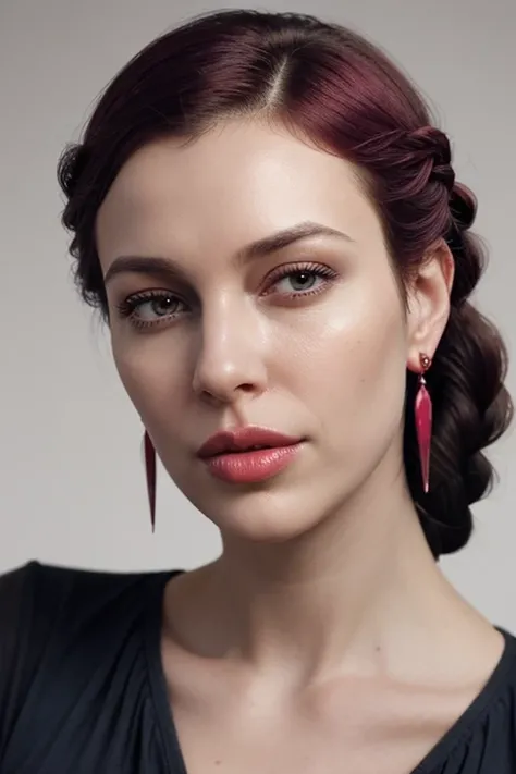 pregant, (awaitingtongue0.7), A stunning intricate full color photo of (sks woman:1), sharp focus, natural lighting, subsurface scattering, f2, 35mm, film grain, <lora:jinjer2:0.6> jinjermoon <lora:mayerstest:0.3> mayers woman 4k, beautiful,  large lips:1.3  (parted lips:1.3) and (lips filler:1.3) and (silicon lips:1.3), (thick lips:1.3), large breasts:1.3, she has burgundy and purple  colored  short length with a gamine haircut and braided hair hair style, art by Ellen Jewett and trending deviantart,