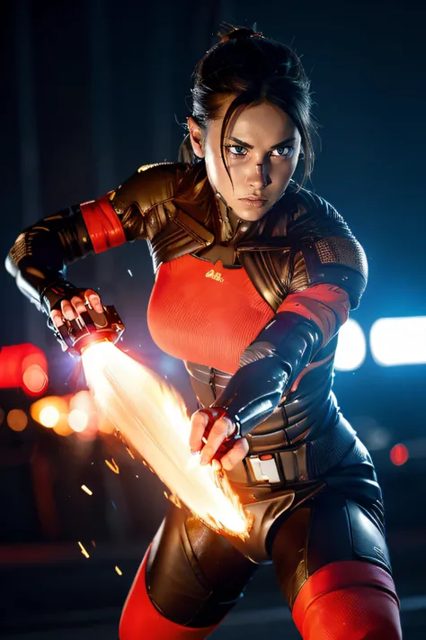 (masterpiece, best quality, high resolution:1.2),(action pose:1.2),
((cinematic lighting, still, film grain)), lifelike texture, limited palette, coherent shadows, coherent light, dim lighting, depth of field,
detailed face, detailed eyes, detailed skin, extremely detailed, intricate details,<lora:elster-10S2:1>, elster, (1girl, angry, determined), solo, looking at viewer, large breasts, ((fire, night, city))