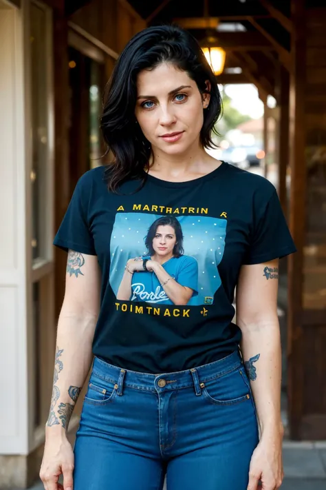 (shot on Hasselblad X2D 100C,ISO 50, shallow depth of field, bokeh, sharp focus on subject), cinematic, (seductive pose)
BREAK a (upper-body focus) photograph of (1girl, 45 years old, slight smile)>, <lora:Brody_Dalle:0.8>, brodydalle, solo, realistic, blue eyes, black hair, looking at viewer, tattoo, wearing (shirt, denim, jeans)