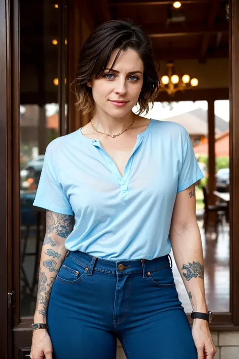 (shot on Hasselblad X2D 100C,ISO 50, shallow depth of field, bokeh, sharp focus on subject), cinematic, (seductive pose)
BREAK a (upper-body focus) photograph of (1girl, 45 years old, slight smile)>, <lora:Brody_Dalle:0.8>, brodydalle, solo, realistic, blue eyes, looking at viewer, tattoo, wearing (shirt, denim, jeans)