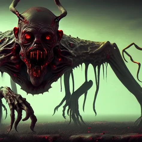 AtrozSinistral style gore bizarre sinister, Abyssal creature in hell, agony, creep, beksinski ilustration, extremely detailed, very high details, hdr, hyper detailed, Super-Resolution, cinematic, render masterpiece 8k, wallpaper city
