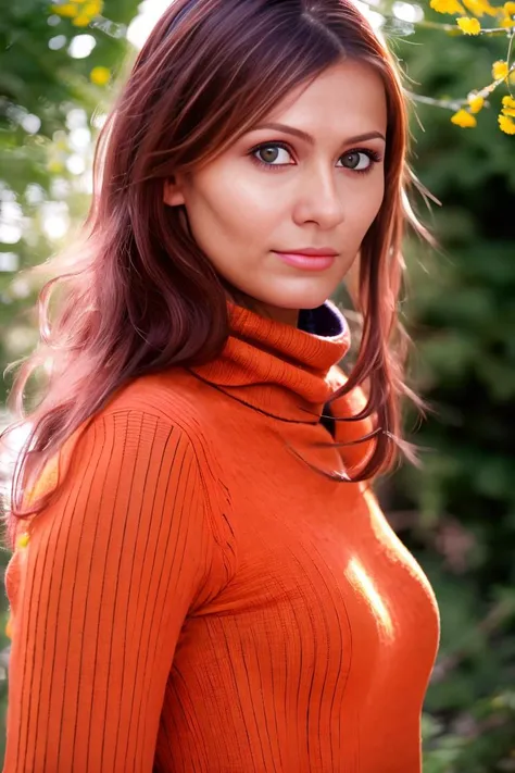 A stunning intricate full color portrait of a woman,wearing a colorfull turtleneck, epic character composition,by ilya kuvshinov, alessio albi, nina masic,sharp focus, natural lighting, subsurface scattering, f2, 35mm, film grain <lora:EvaRoberts:1>