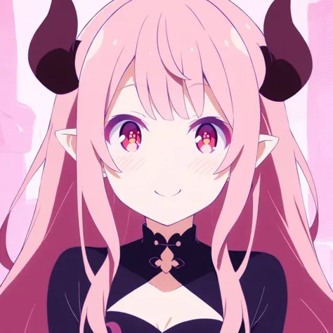 1girl, 
naraka \(nijisanji\), nijisanji, 
solo, blush, red eyes, very long hair, looking at viewer, smile, pink hair, white background, long hair, horns, pointy ears, upper body, virtual youtuber, demon horns, simple background, 
masterpiece, best quality,  safe
 <lora:mki-ani31-style2-v1-000125:1>