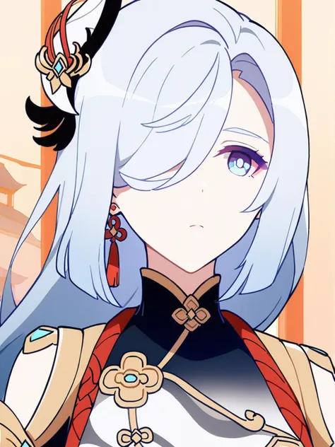 1girl,
shenhe \(genshin impact\), genshin impact,
solo, close-up, jewelry, hair between eyes, eyelashes, white hair, looking at viewer, hair over one eye, hanfu, earrings, aqua eyes, chinese clothes, long hair, single earring, blue eyes,
masterpiece, best quality, safe
<lora:mki-ani31-style2-v1-000125:1>