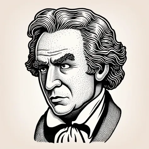 in basilwolverton style <lora:BasilWolvertonComboStyleXL_v1.1-000012:0.7> color line art
hand drawn illustration of a Ludwig van Beethoven (Composer) in basilwolverton style, parody
with a Proud expression
with bulging eyeballs
clean lines, bold outline, crisp features, extremely detailed, tiny details
simple background